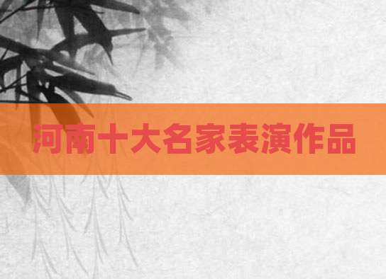 河南十大名家表演作品
