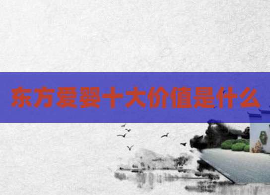 东方爱婴十大价值是什么