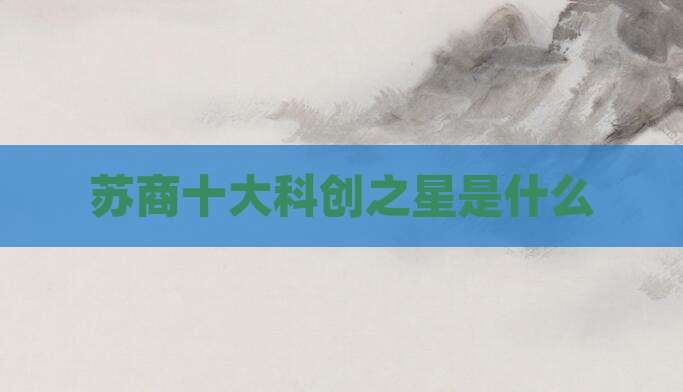 苏商十大科创之星是什么