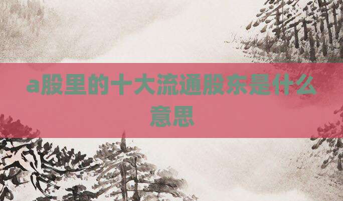 a股里的十大流通股东是什么意思
