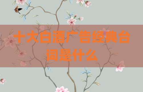 十大白酒广告经典台词是什么