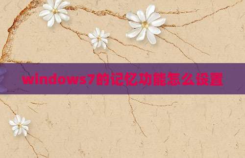 windows7的记忆功能怎么设置