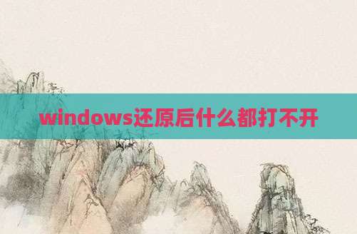windows还原后什么都打不开