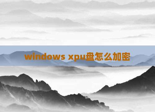 windows xpu盘怎么加密