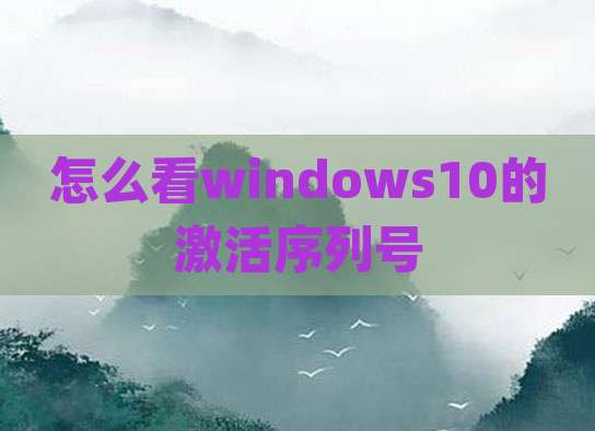 怎么看windows10的激活序列号