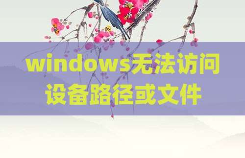 windows无法访问设备路径或文件