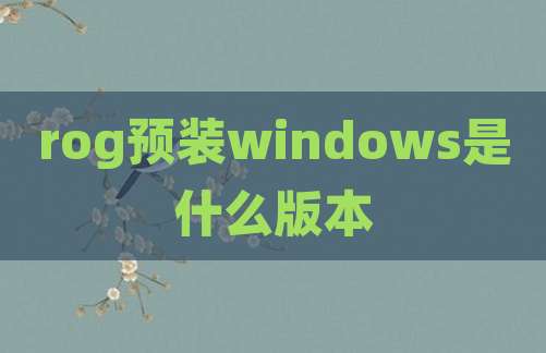rog预装windows是什么版本