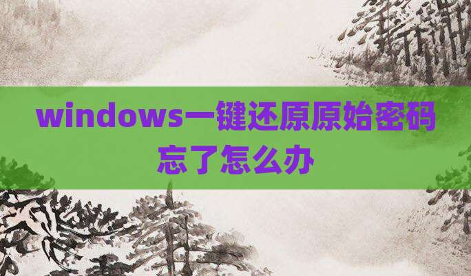 windows一键还原原始密码忘了怎么办