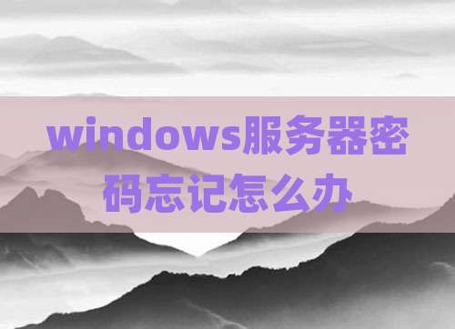 windows服务器密码忘记怎么办