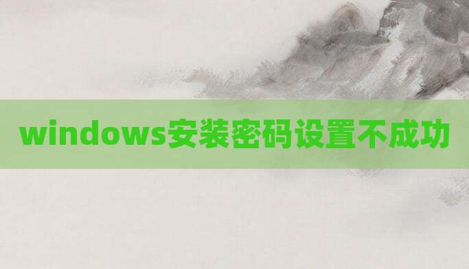 windows安装密码设置不成功