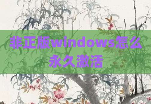非正版windows怎么永久激活