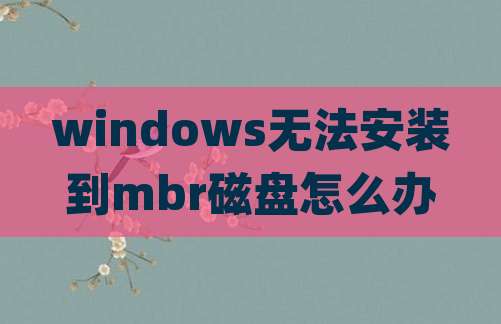 windows无法安装到mbr磁盘怎么办