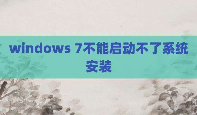 windows 7不能启动不了系统安装