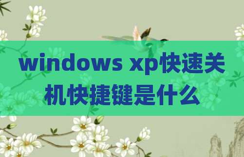 windows xp快速关机快捷键是什么