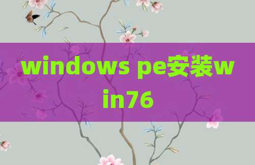 windows pe安装win76