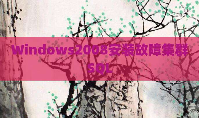 Windows2008安装故障集群SQL