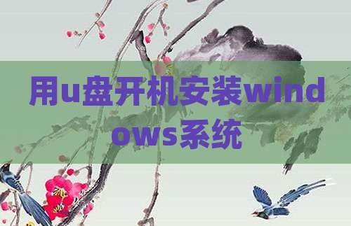 用u盘开机安装windows系统