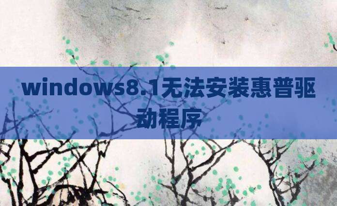windows8.1无法安装惠普驱动程序