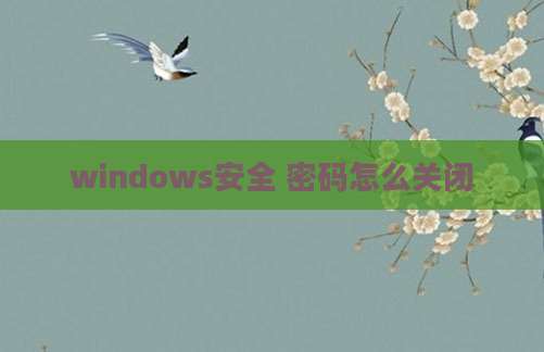 windows安全 密码怎么关闭