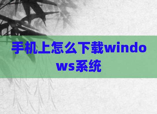 手机上怎么下载windows系统