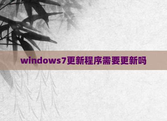 windows7更新程序需要更新吗