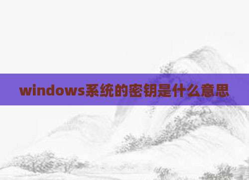 windows系统的密钥是什么意思
