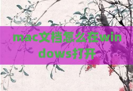 mac文档怎么在windows打开