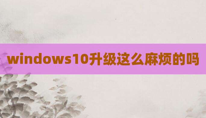 windows10升级这么麻烦的吗