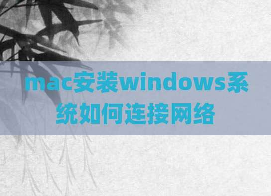 mac安装windows系统如何连接网络