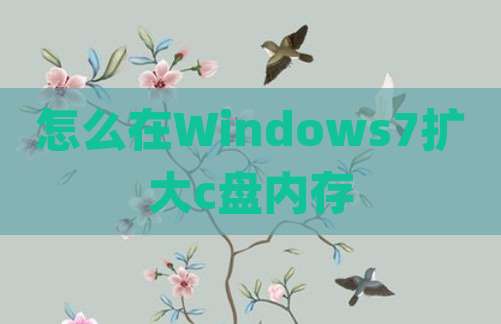 怎么在Windows7扩大c盘内存