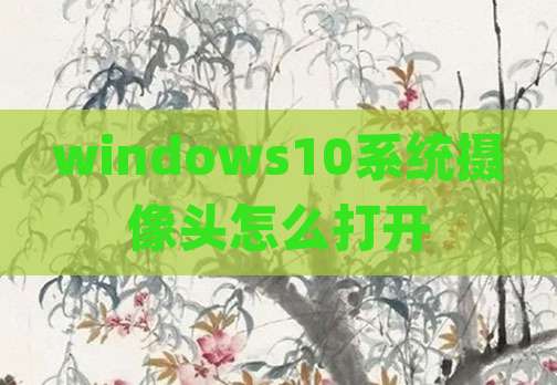 windows10系统摄像头怎么打开