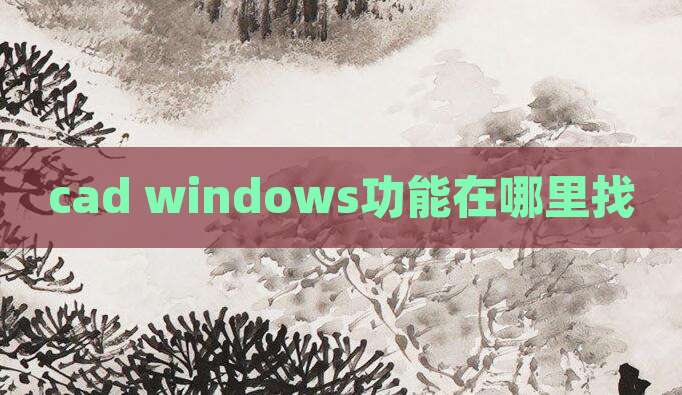 cad windows功能在哪里找