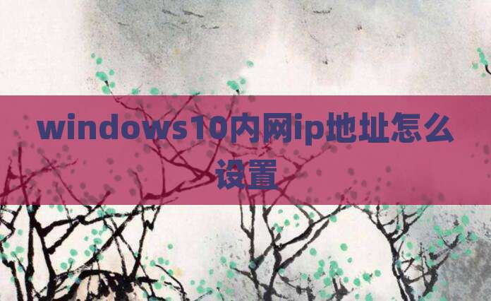 windows10内网ip地址怎么设置