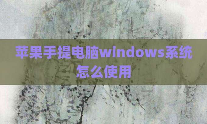 苹果手提电脑windows系统怎么使用