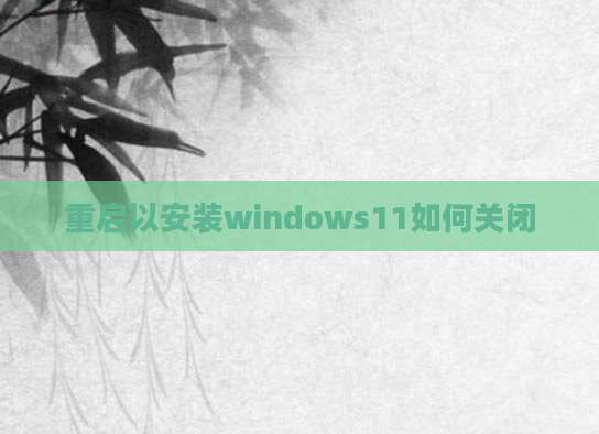 重启以安装windows11如何关闭