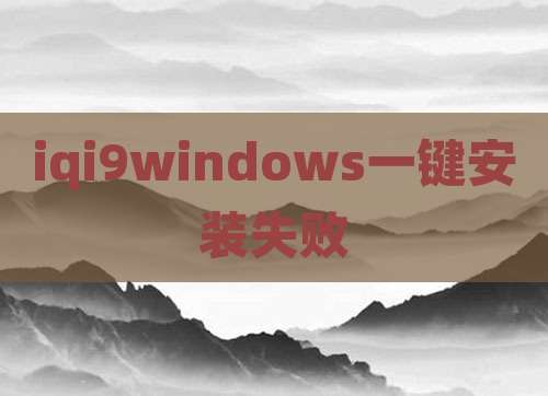 iqi9windows一键安装失败