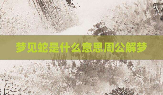 梦见蛇是什么意思周公解梦