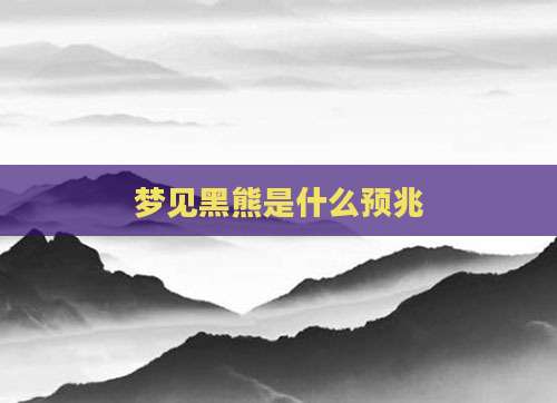 梦见黑熊是什么预兆