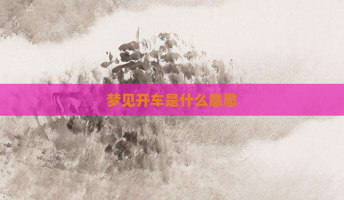 梦见开车是什么意思