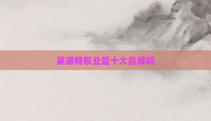 莫诺特泵业是十大品牌吗