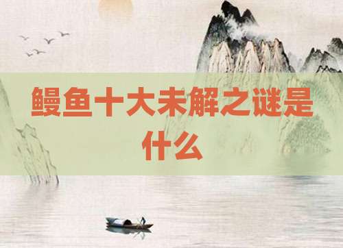 鳗鱼十大未解之谜是什么