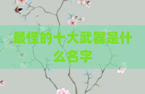 最怪的十大武器是什么名字