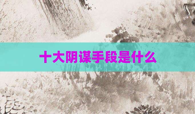十大阴谋手段是什么