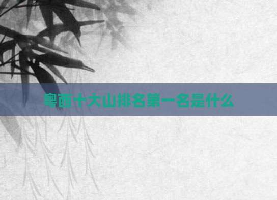 粤西十大山排名第一名是什么