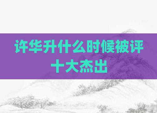 许华升什么时候被评十大杰出