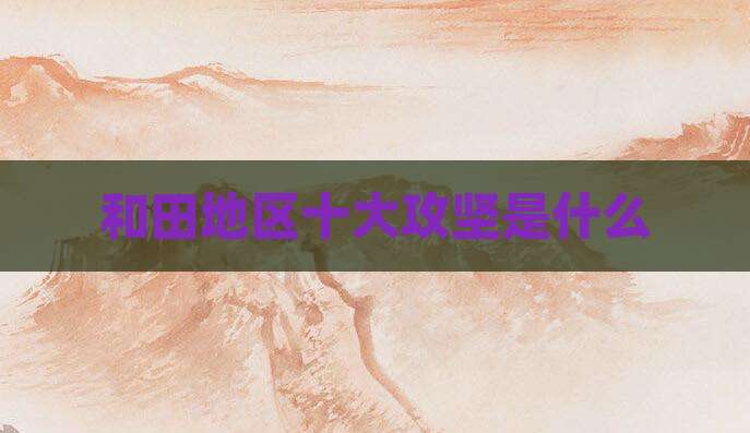 和田地区十大攻坚是什么