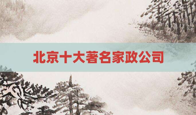 北京十大著名家政公司