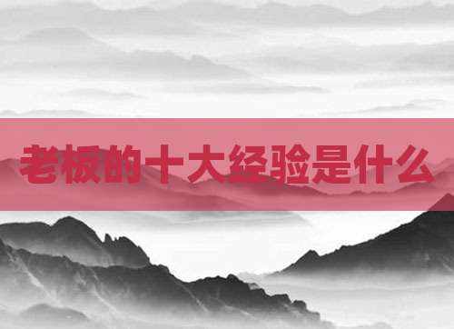 老板的十大经验是什么