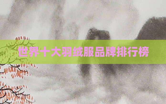 世界十大羽绒服品牌排行榜