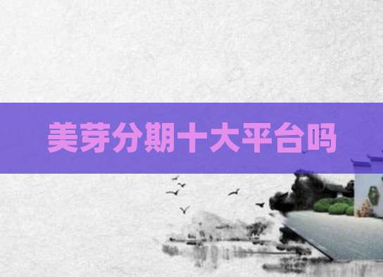 美芽分期十大平台吗